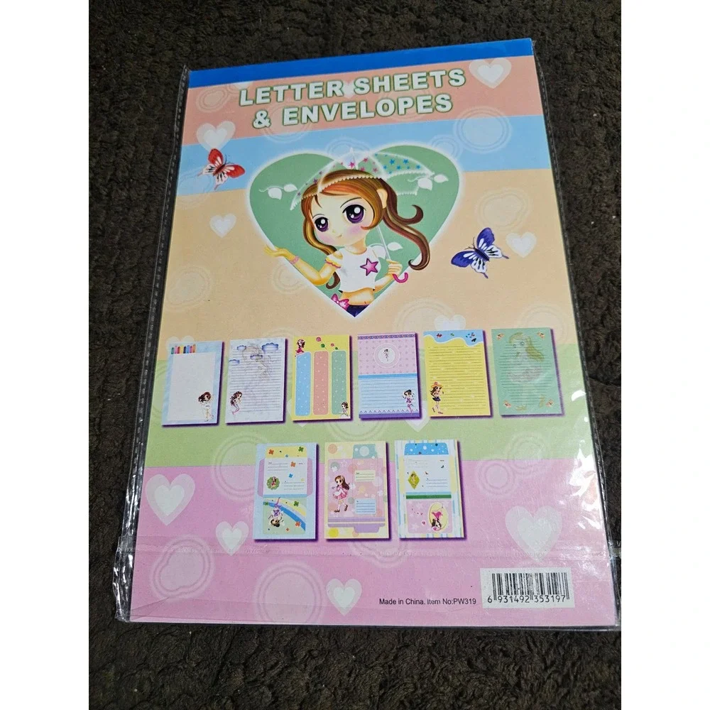 Vtg Orange Story Pink Hana Dreamworld Letter Sheets & Envelopes Set Y2K PW319